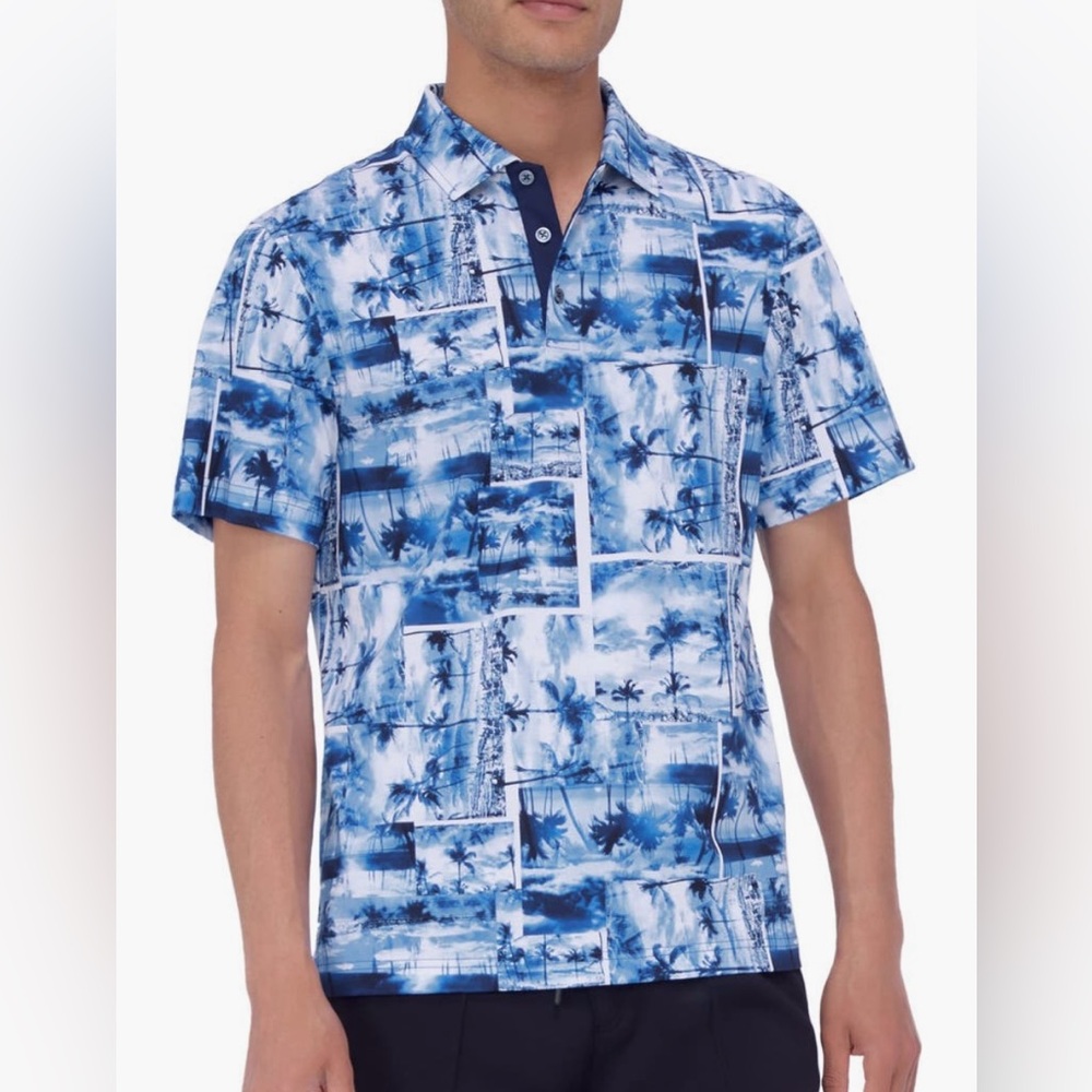 Bugatchi Hendrix Digital Tropical Print Pima Cotton Polo